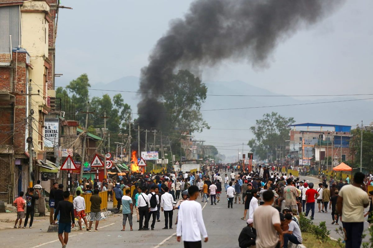 protesters gather outside the SP office at Thoubal district | Photo: Suraj Singh Bisht | ThePrint