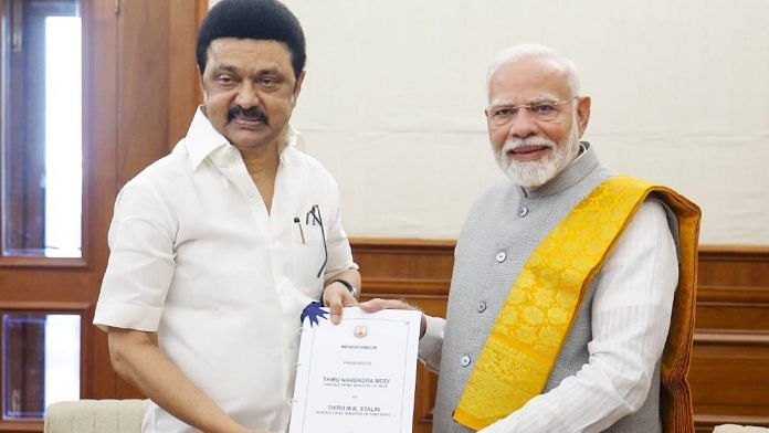 M.K. Stalin with PM Narendra Modi in New Delhi, Friday. | TN DIPR