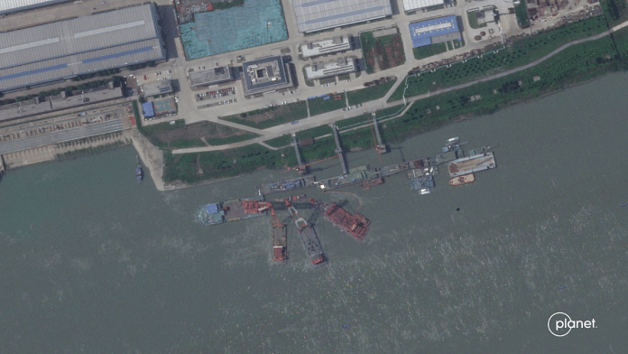 A series of satellite images from Planet Labs from June appear to show cranes at the Wuchang shipyard in Wuhan Shi, China, June 15, 2024. Planet Labs Inc | Reuters