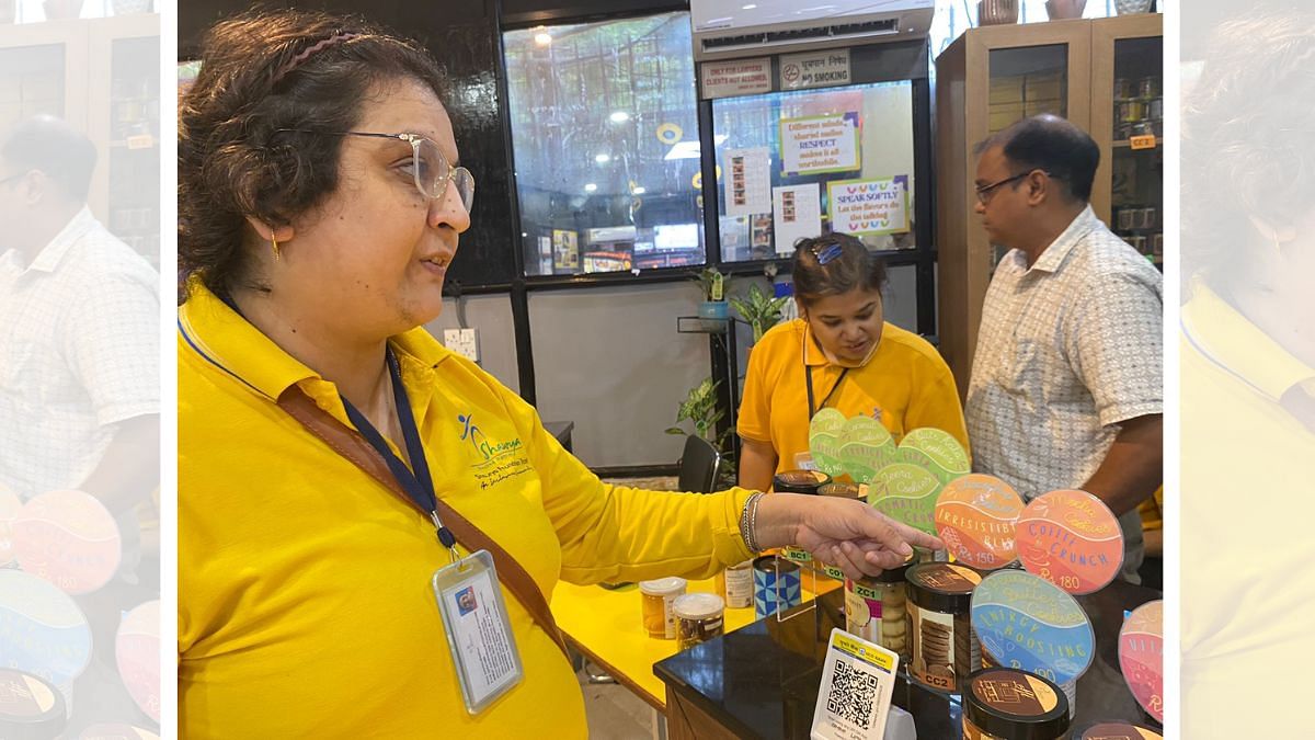 Manager Arunim Bhaduri at the kiosk of | Khadija Khan | ThePrint