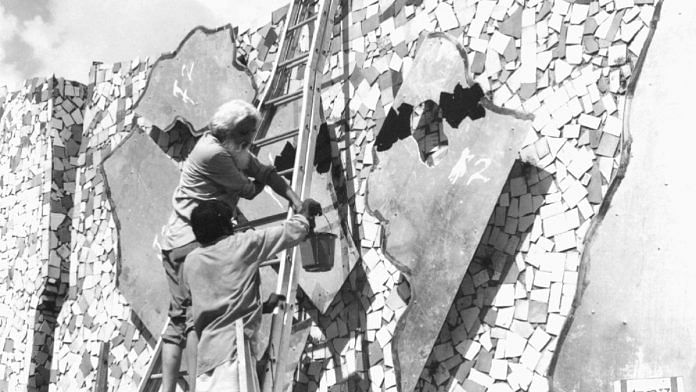 M.F. Husain made the mural at the Centre for Cellular and Molecular Biology in 1987 (courtesy: CCMB)