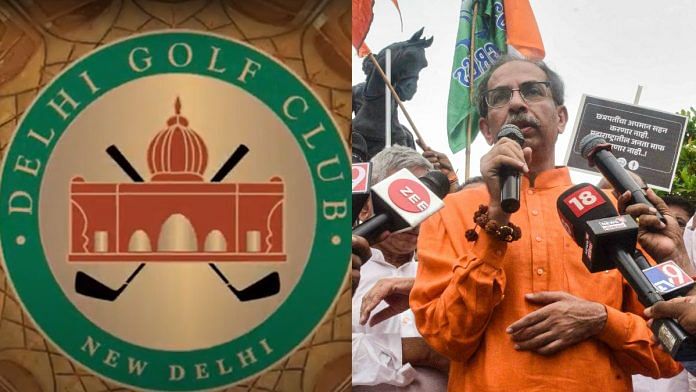 Delhi Golf Club logo; and file photo of Uddhav Thackeray (ANI)