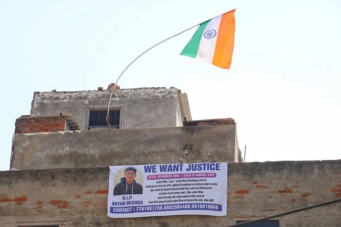 Poster hanging from the terrace reads “We Want Justice” | Photo: Manisha Mondal | ThePrint