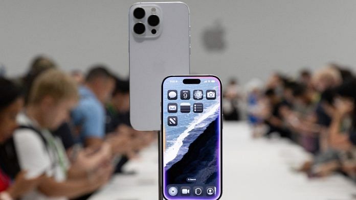 The iPhone 16 Pro is seen at an event at the Steve Jobs Theater on its campus in Cupertino, California, U.S. September 9, 2024. REUTERS/Manuel Orbegozo