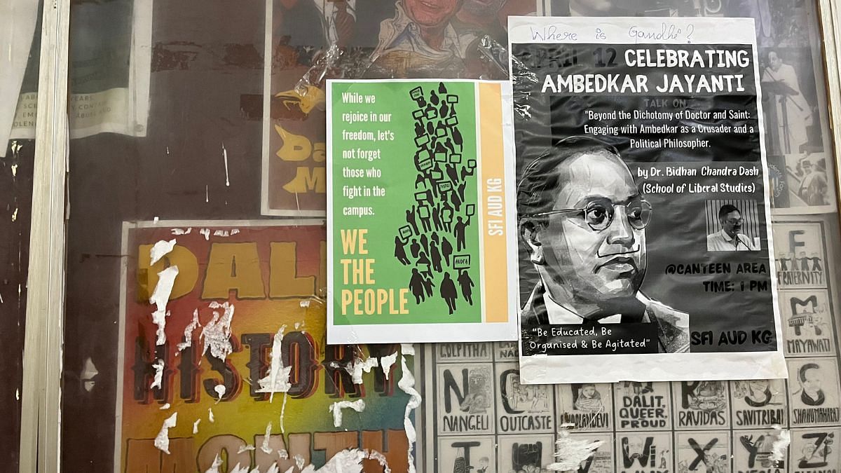 A notice board at the university, advertising events and upcoming lectures | Antara Baruah, ThePrint