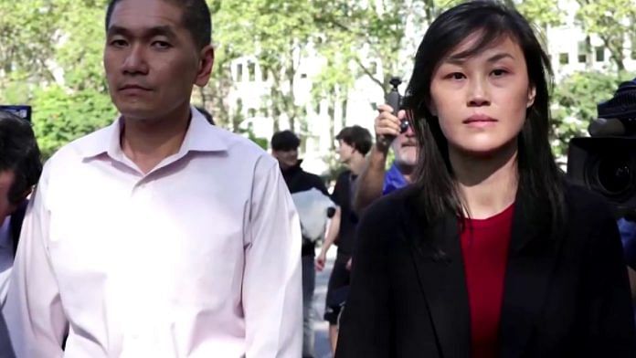 Linda Sun and her husband, Chris Hu (left), have been arrested on espionage charges in the US | Youtube Screengrab/Reuters