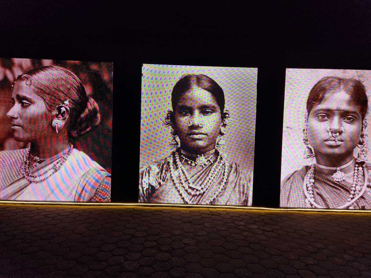 The artist's starting point were black-and-white photographs of dark-skinned Tamil women