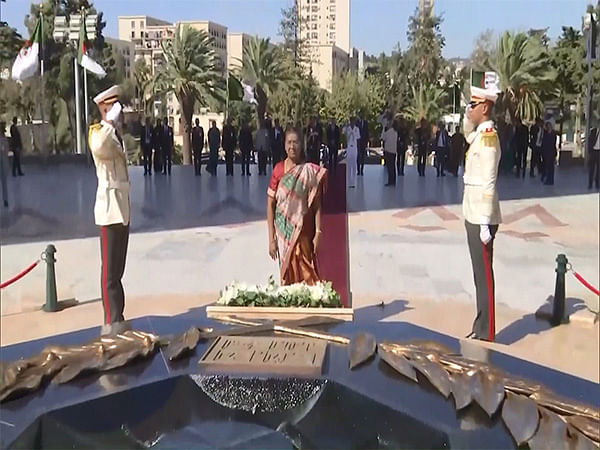 President Droupadi Murmu lays wreath at Maqam Echahid Martyrs Memorial in Algeria