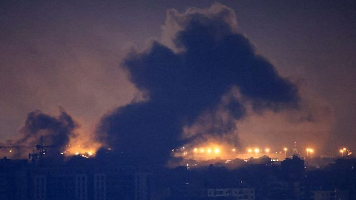 Smoke billows over Beirut's southern suburbs after a strike, amid ongoing hostilities between Hezbollah and Israeli forces, as seen from Sin El Fil, Lebanon, October 5, 2024. REUTERS/Amr Abdallah Dalsh