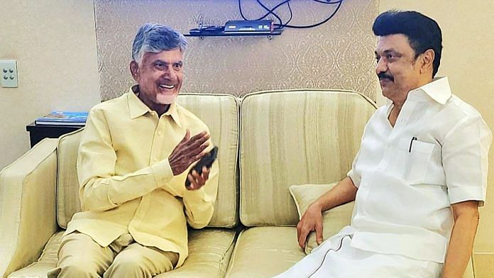 File photos of Andhra Pradesh CM Chandrababu Naidu (L) and Tamil Nadu CM MK stalin (R) | ANI