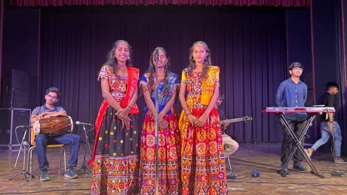 Aarti, Ajni, and Reshma, Pakistani Hindu girls who are now settled in Jodhpur, at IIT Delhi's Rendezvous 2024 | Photo: Swati Goel Sharma | By special arrangement