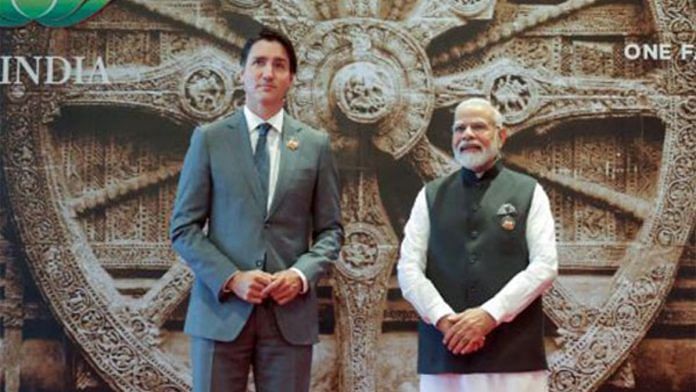 Representational image | Prime Minister Narendra Modi with Canadian PM Justin Trudeau (File Photo/ANI)