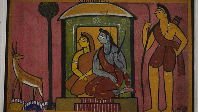 Painting of Rama, Sita, and Lakshmana | Painting of Ram, Sita, and Laxman | Wikimedia Commons