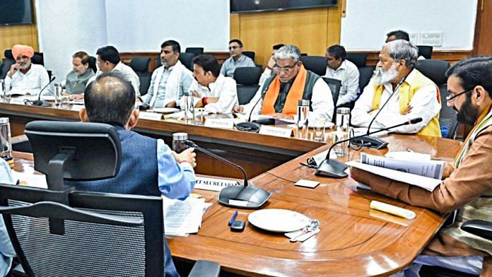 Representational image | Haryana Chief Minister Nayab Singh Saini chairing a meeting of the new cabinet | ANI