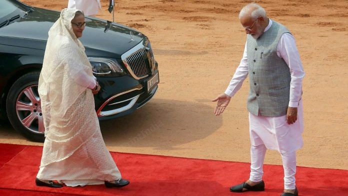 File photo of former prime minister of Bangladesh Sheikh Hasina and Indian Prime Minister Narendra Modi | Praveen Jain | ThePrint