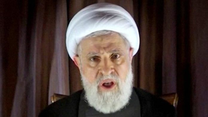 Lebanon's Hezbollah deputy leader Sheikh Naim Qassem delivers a speech as hostilities between Hezbollah and Israel increase, from an unknown location, October 8, 2024 in this still image from video | Reuters file photo