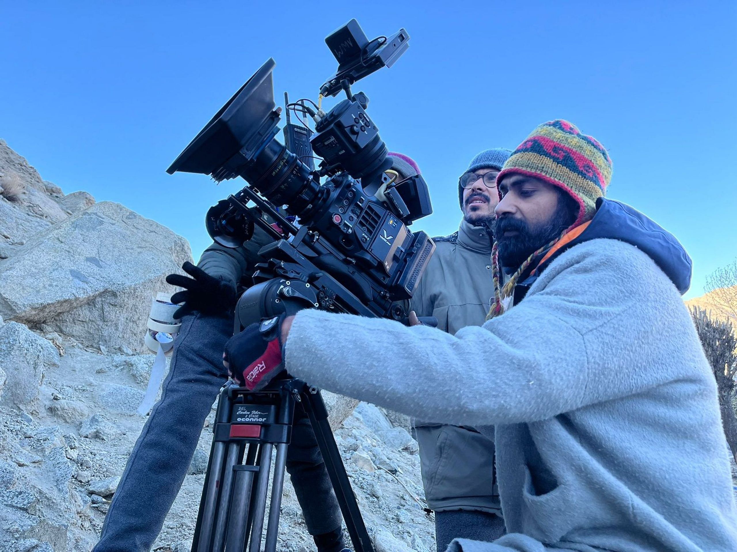 Maisam Ali (left) shooting a scene for In Retreat | By special arrangement