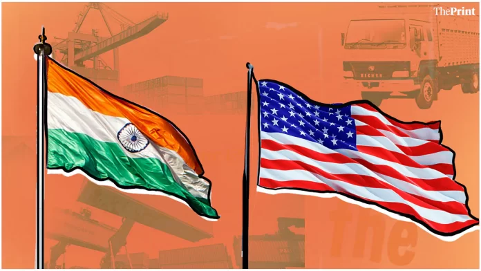 Flags of India and US | Illustration: Prajna Ghosh | ThePrint