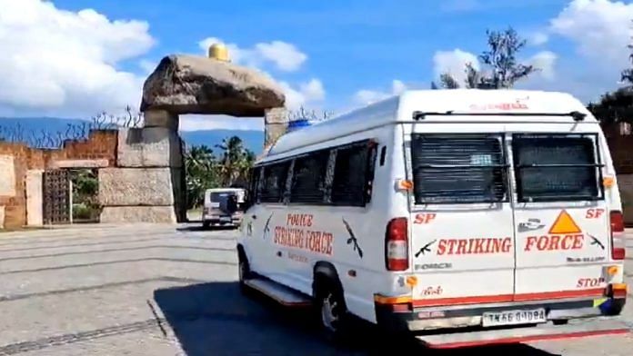 Police at Isha Yoga Centre in Coimbatore, Wednesday | By special arrangement