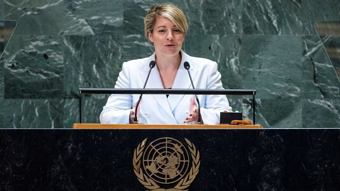 Canada's Minister of Foreign Affairs Melanie Joly addresses the 79th United Nations General Assembly at U.N. headquarters in New York on 30 September | REUTERS/Eduardo Munoz/File Photo