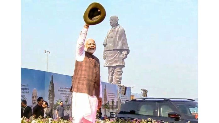 PM Modi Prime Minister Narendra Modi attends the Ekta Diwas Parade at the Statue of Unity on the occasion Sardar Vallabhbhai Patel's birth anniversary, in Kevadia, Thursday/PTI Photo