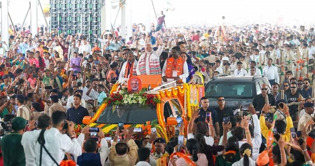 इस महीने की शुरुआत में हज़ारीबाग में परिवर्तन यात्रा के दौरान पीएम मोदी | फोटो: नीरज सिन्हा/दिप्रिंट