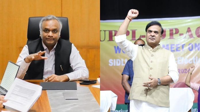 Karnataka Minister Priyank Kharge (L), Assam Chief Minister Himanta Biswa Sarma (R) | File photos via X