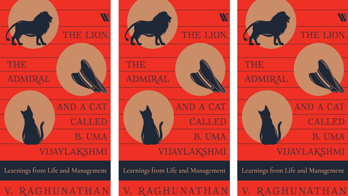 Book Cover of The Lion, The Admiral and a Cat called B. Uma Vijayalakshmi | Credits: Westland Books