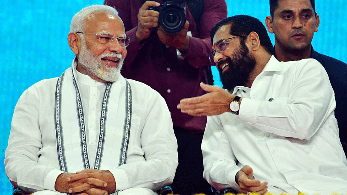 File photo of PM Narendra Modi with Maharashtra CM Eknath Shinde at an event in Mumbai | ANI