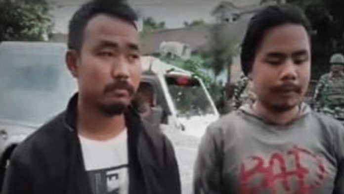 Screengrab from 'X' showing the two Meiteis after they were released safely in Manipur