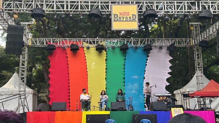 Ashish Chopra, Tina Vinod, Kusuma Krishna, and Swetha Harikrishnan at a panel discussion during Maya Bazaar, the Bengaluru queer festival