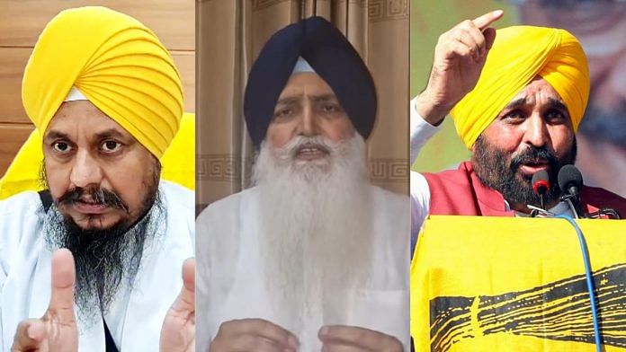 Takht Damdama Sahib jathedar Giani Harpreet Singh, SAD leader Virsa Singh Valtoha, Punjab CM Sukhbir Badal | Source: ANI/Facebook