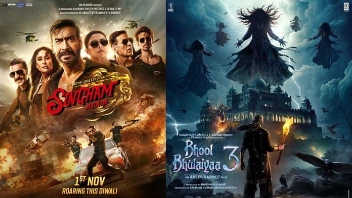 Posters of Singham Again and Bhool Bhulaiyaa 3