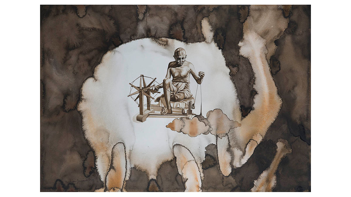 Swadeshi Clouds, Kishan Duriseti, 2008, Watercolour on paper. Image courtesy of Museum of Art and Photography, Bengaluru