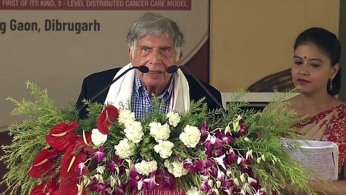 Ratan Tata at the inauguration of seven Cancer centres in Assam's Dibrugarh on 28 April 2022