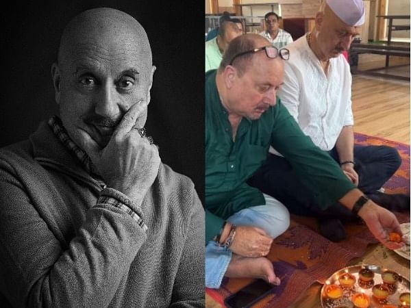 Watch: Anupam Kher performs Diwali puja with brother Raju Kher