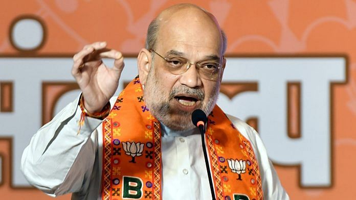 Union Home Minister Amit Shah speaking at release of BJP manifesto for Jharkhand in Ranchi, Sunday | ANI