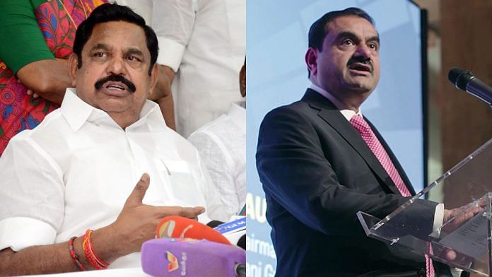 AIADMK General Secretary & former Tamil Nadu CM Edappadi K. Palaniswami (L) & Adani Group Chairman Gautam Adani (R) | File photos | ANI