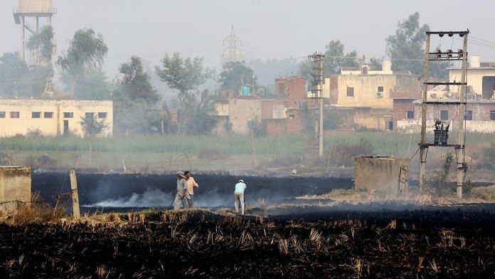 A file photo of a farm fire in October. | Suraj Singh Bisht | ThePrint