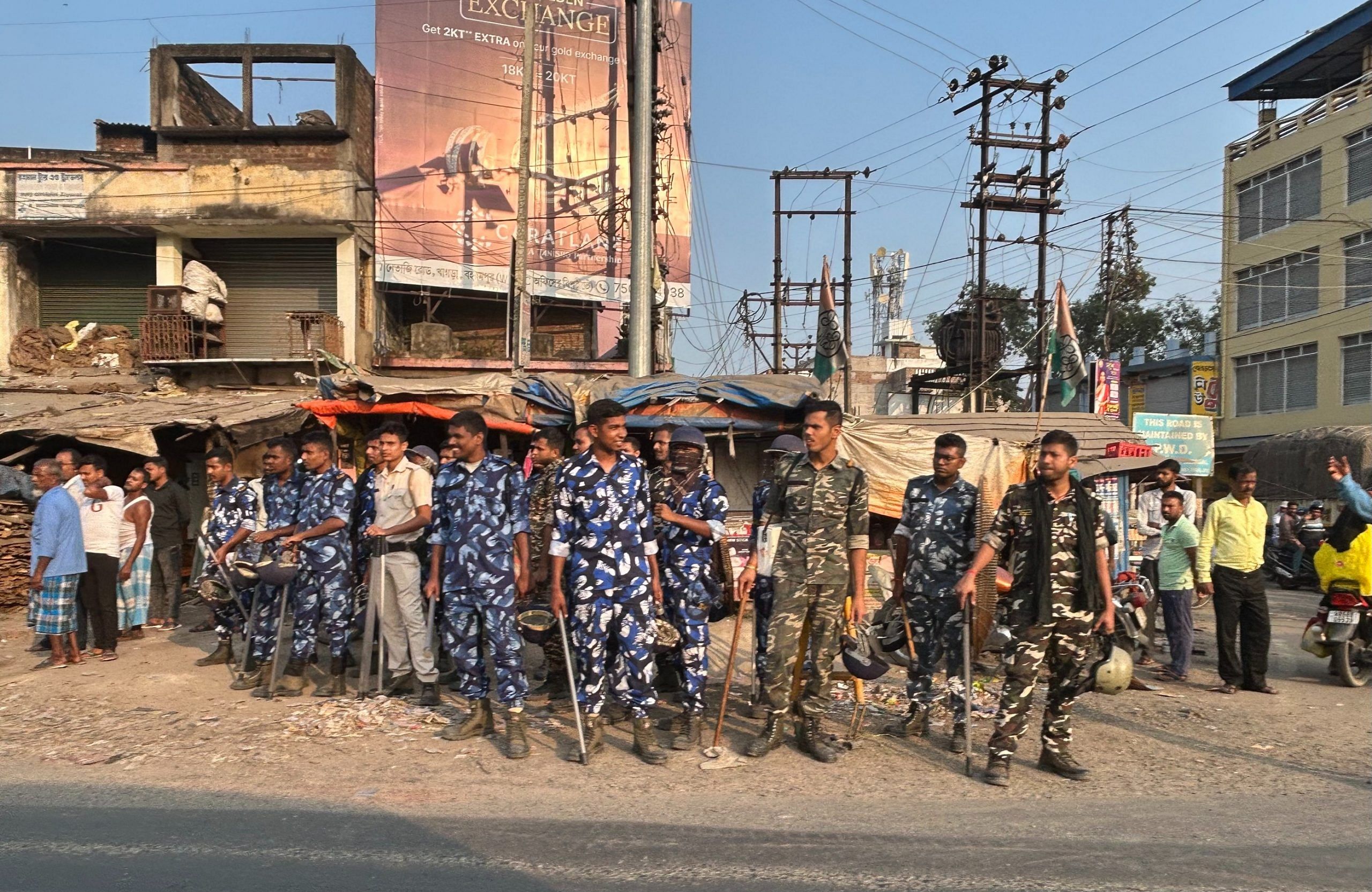 Security forces on duty in Beldanga, Murshidabad | Sreyashi Dey | ThePrint 