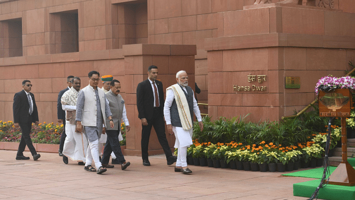 Prime minister Narendra Modi addresses media during the winter session in New Delhi in New Delhi on Monday. | Praveen Jain | ThePrint