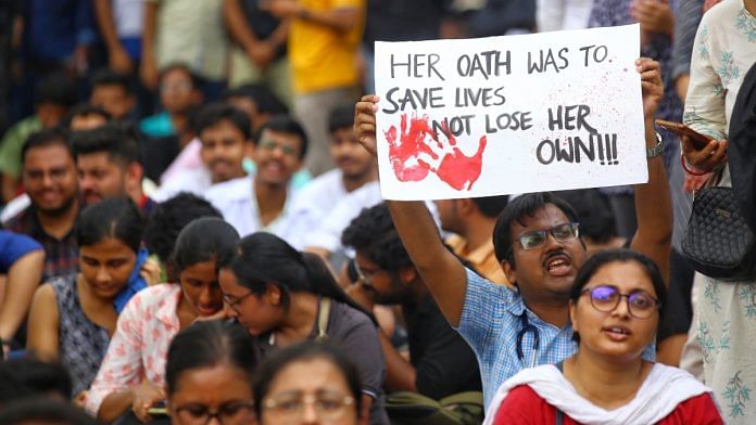 File photo of junior doctors' protest at RG Kar Medical College and Hospital | Manisha Mondal | ThePrint