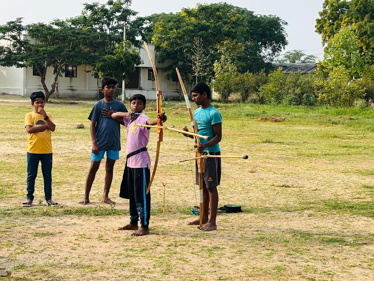 Children practising archery at the Sarvail school | Vandana Menon | ThePrint