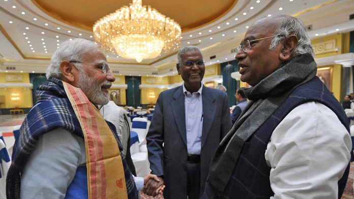 File photo of Prime Minister Narendra Modi with Congress president Mallikarjun Kharge | ANI