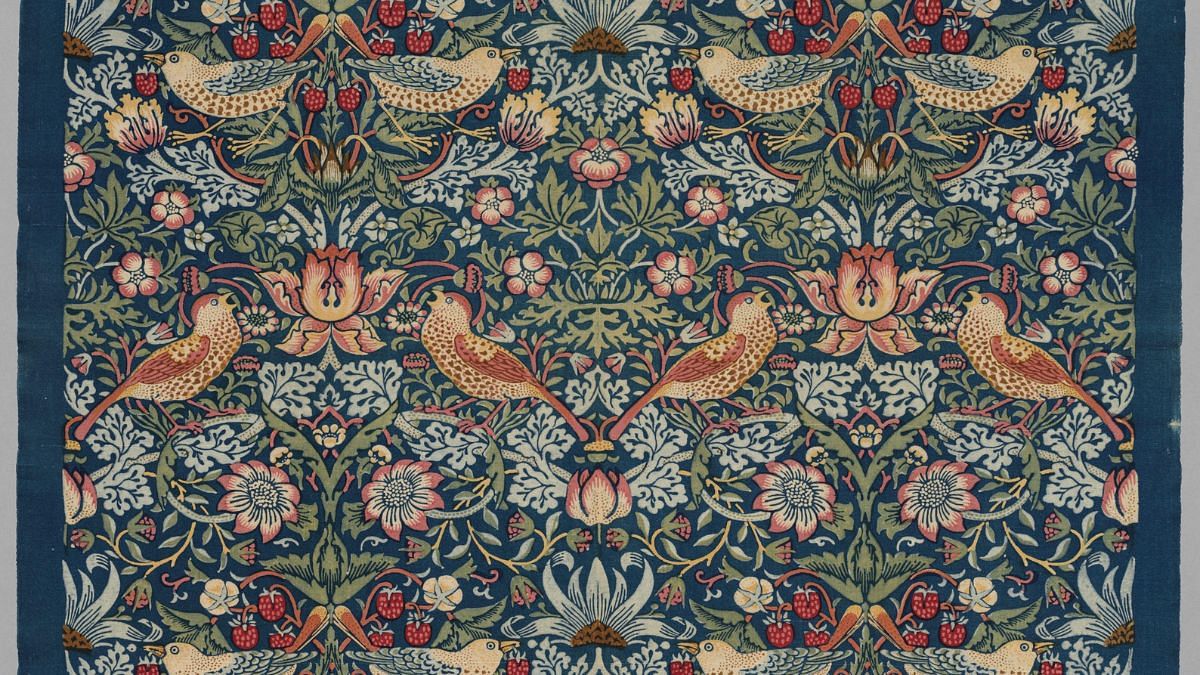 Strawberry Thief celebrates the thrushes in Kelmscott Manor’s garden | Morris' textiles, ARTSTOR, JSTOR