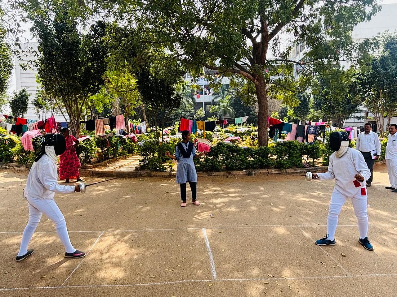 Girls practise fencing at the Keesaragutta school | Vandana Menon | ThePrint 