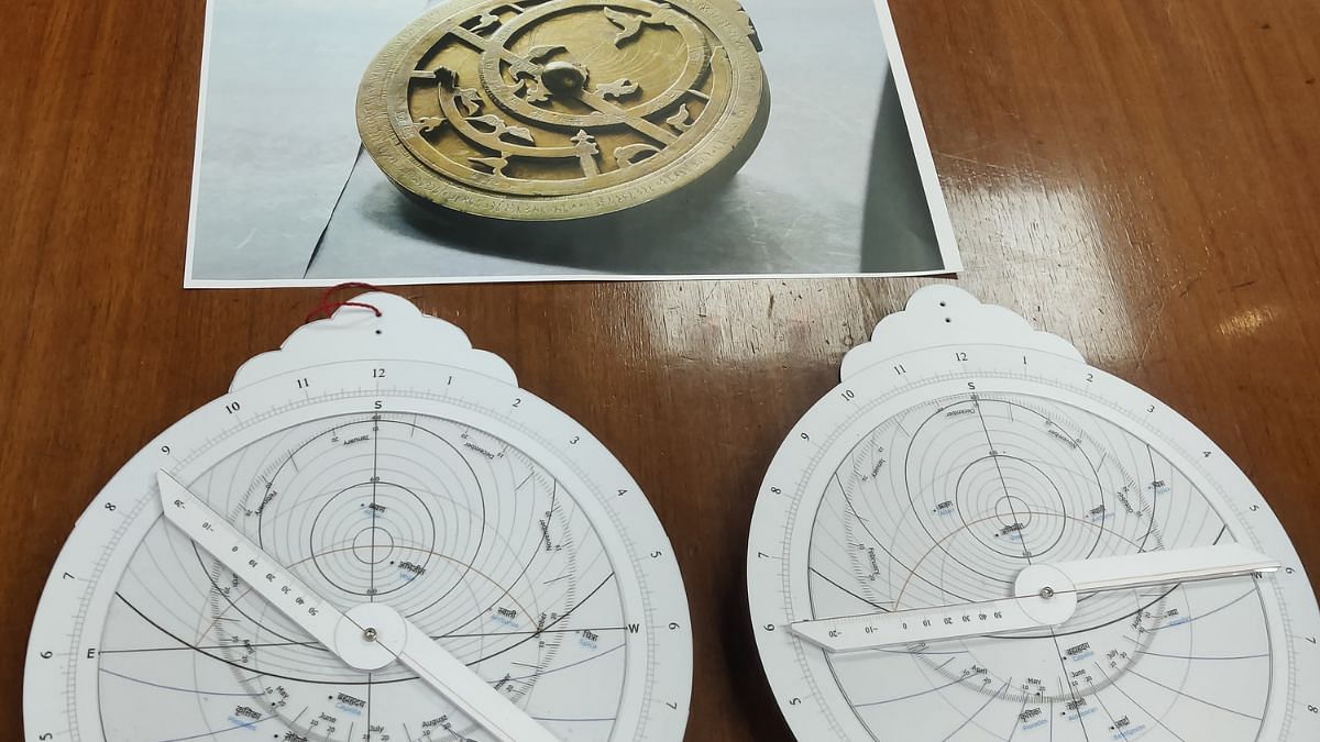 Replicas of the astrolabe, an astronomical instrument dating to ancient times | Photo: Sakshi Mehra | ThePrint