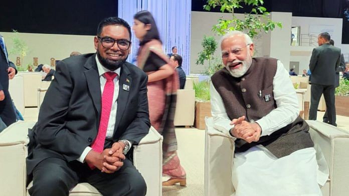 File photo of Prime Minister Narendra Modi and President of Guyana Mohamed Irfaan Ali | ANI
