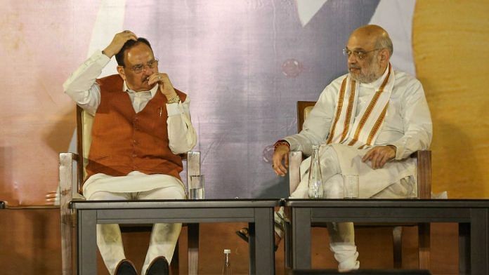 BJP national president JP Nadda and Home Minister Amit Shah at BJP HQ in Delhi | Suraj Singh Bisht, ThePrint
