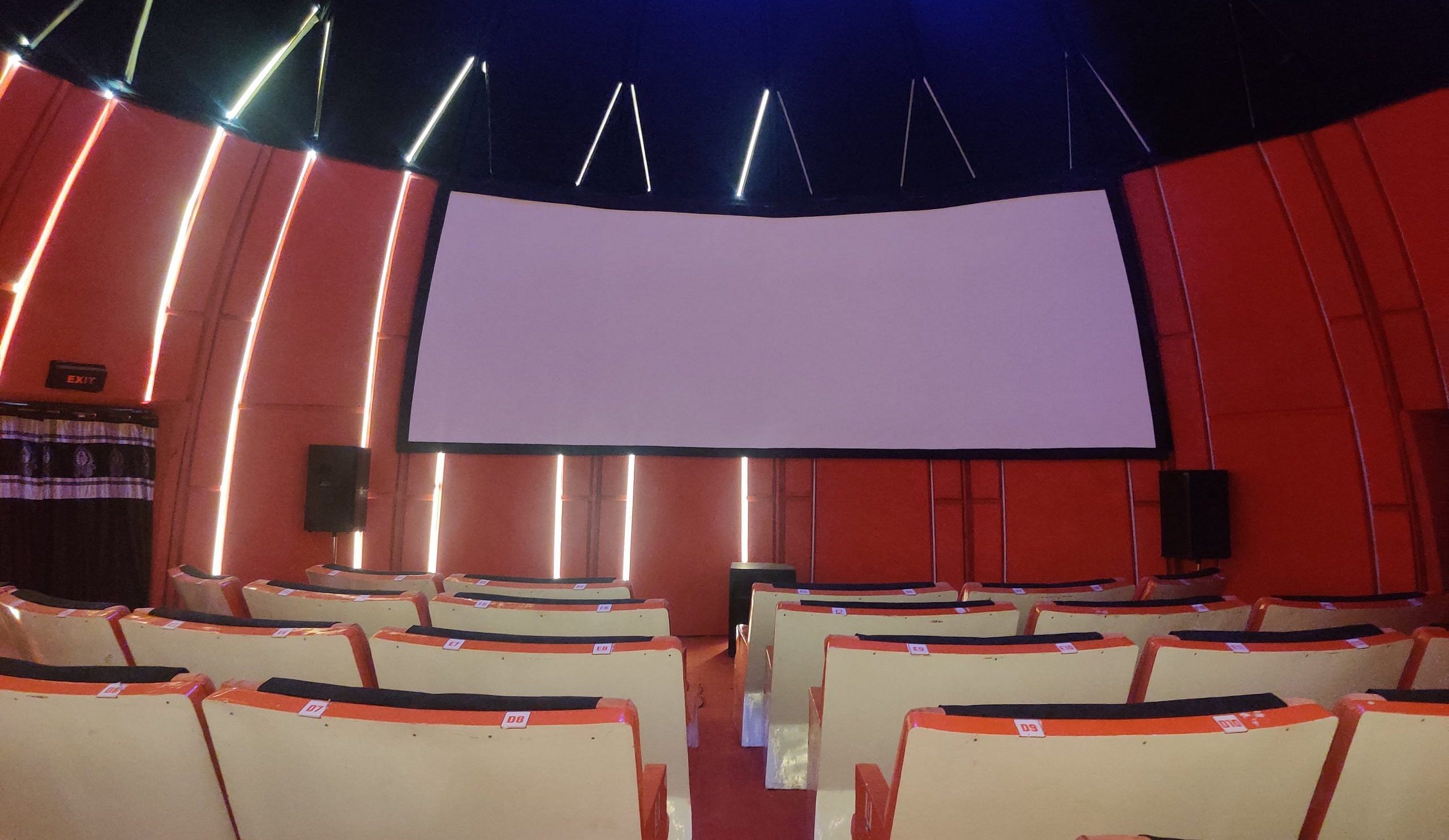 Lucky Cinema's foam-lined plastic chairs aren’t nearly as comfortable as the recliners at Picture Time’s inflatable theatre.